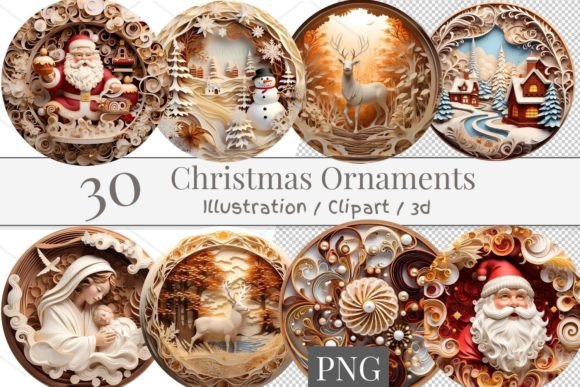 30 Christmas Ornament 3D Wood Designs