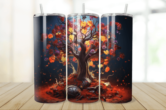3D Halloween Eerie Tree 20 Oz Skinny Design Guide