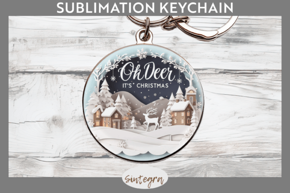 3D Quote Oh Deer Christmas Keychain Design