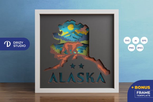 Bear in Alaska 3D Shadow Box SVG Guide