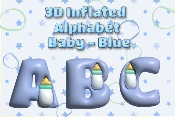 Blue 3D Inflated Baby Shower Alphabet Guide