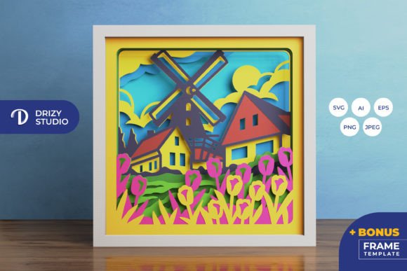 Crafting a Netherland Windmill 3D Shadow Box SVG