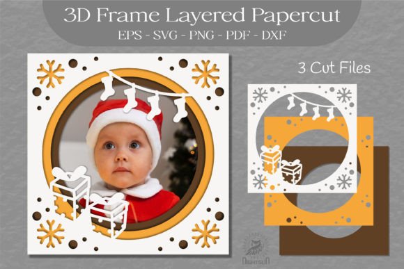 Creative Christmas 3D Frame Layered SVG 2 Guide