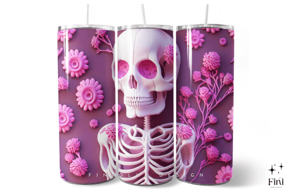 Elevating Your Sublimation Business with 3D Halloween Skeleton Tumbler Wraps Pink