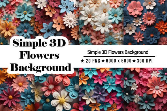Simple 3D Flowers Background: Elegant Design