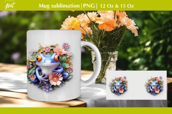 Strategic Branding with 3D Frog and Flowers Summer Mug Designs