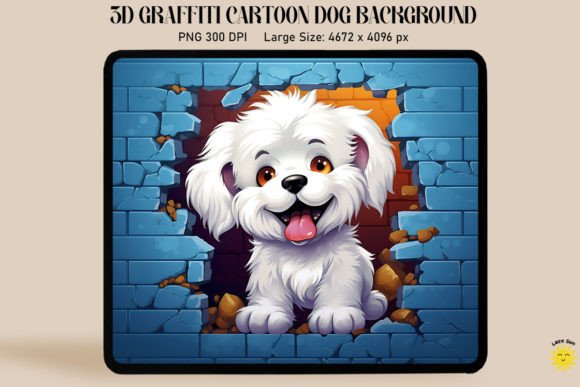 Unleashing Creativity with the 3D Graffiti Happy Bichon Frise Dog Design